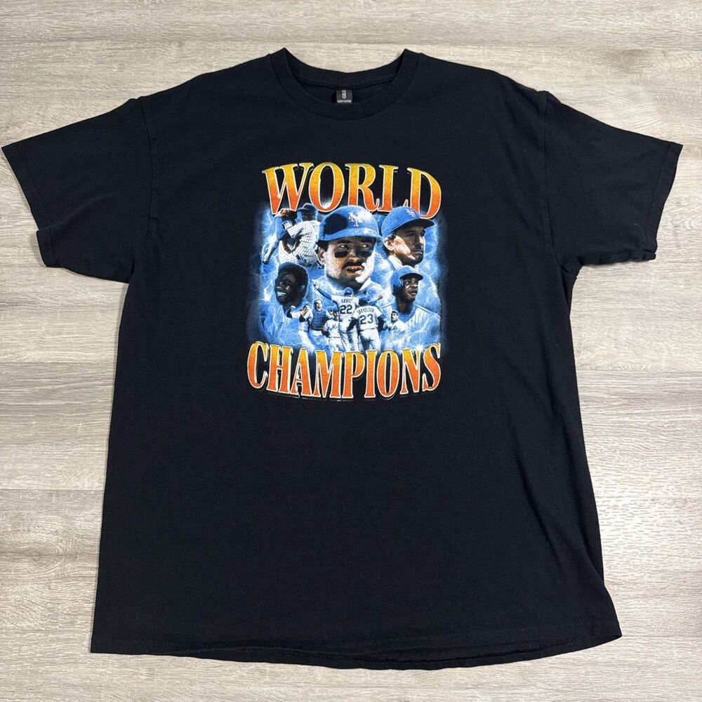 New York Mets Shirt 1986 World Champions Team Roster Men’s XL Black Baseball